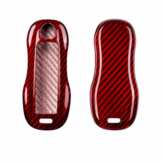 Porsche Carbon Key Fob Cover Signature Car Shape Red