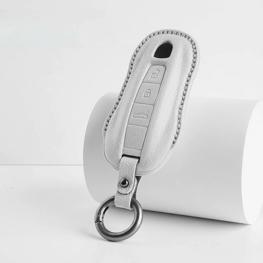 Porsche Goatskin Key Fob Cover - Signature Car-Shape - White
