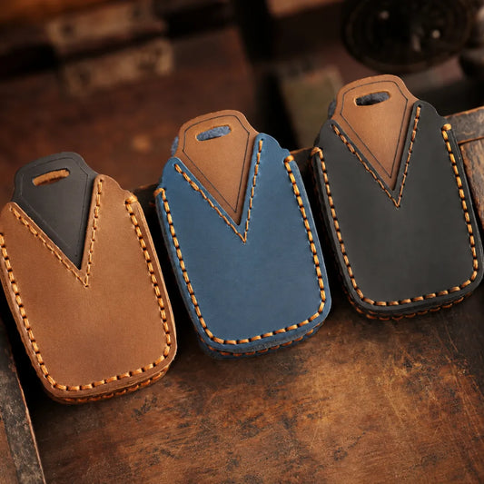 Range Rover Hand-Crafted Leather Key Fob Cover – Block 5-Button - Back Side