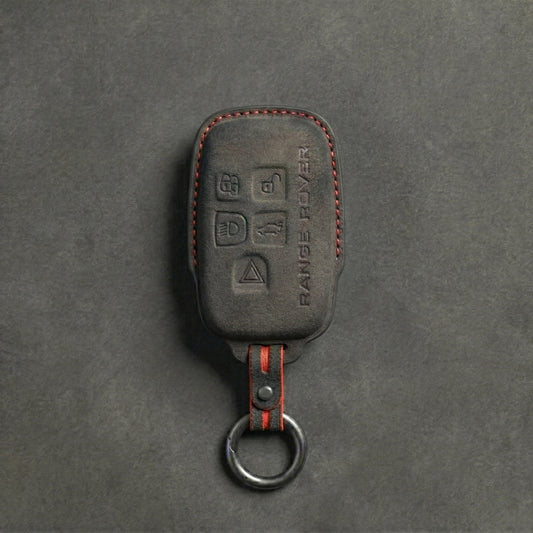 Range Rover Hand - Stitched Alcantara Key Fob Cover - Block 5 - Button - Dark charcoal