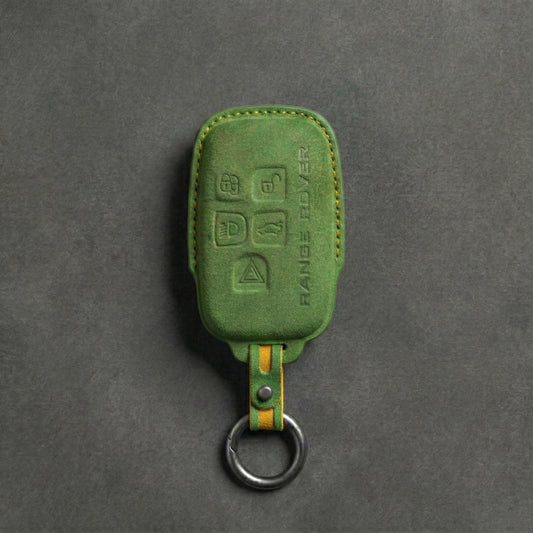 Range Rover Hand - Stitched Alcantara Key Fob Cover - Block 5 - Button - Grass green