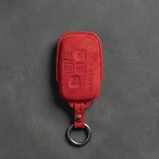 Range Rover Hand - Stitched Alcantara Key Fob Cover - Block 5 - Button - Red