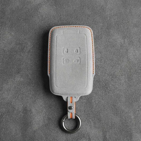 Renault Hand - Stitched Alcantara Key Fob Cover - Smart Card 4 - Button - White