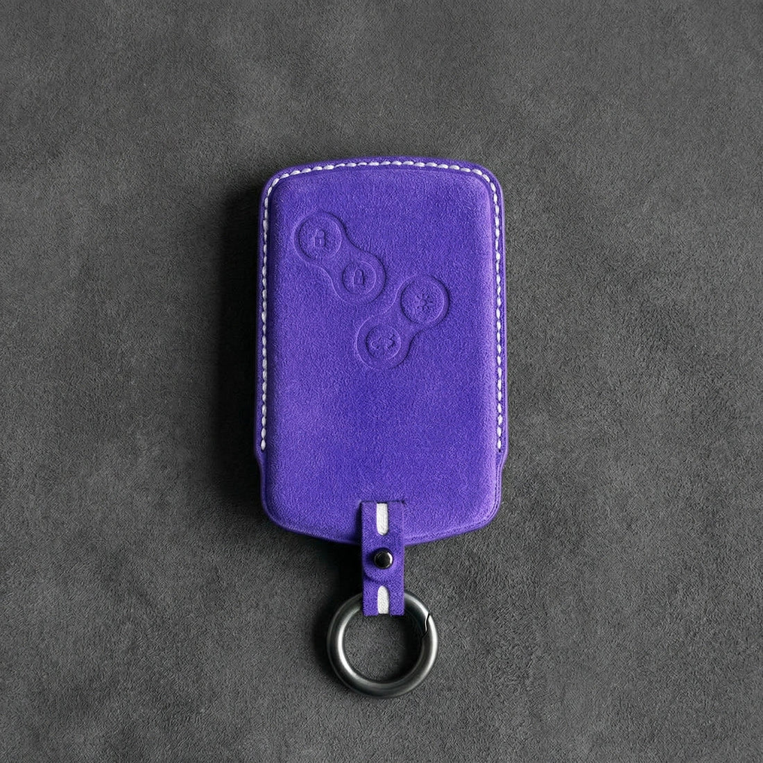 Renault Hand - Stitched Alcantara Key Fob Cover – Smart Key Card - Dark purple