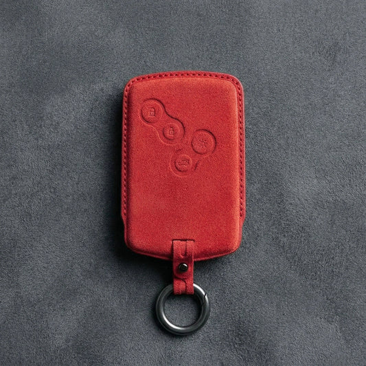 Renault Hand - Stitched Alcantara Key Fob Cover – Smart Key Card - Red
