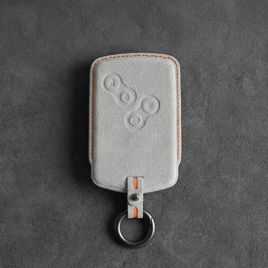 Renault Hand - Stitched Alcantara Key Fob Cover – Smart Key Card - White