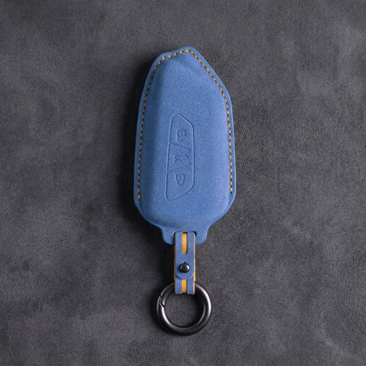 Skoda Hand - Stitched Alcantara Key Fob Cover - Angular 3 - Button - Cornflower blue