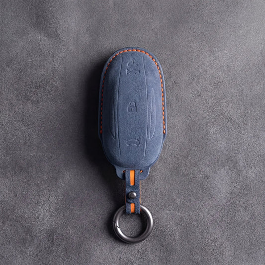 Tesla Hand - Stitched Alcantara Key Fob Cover - Model S/X - Cobalt blue