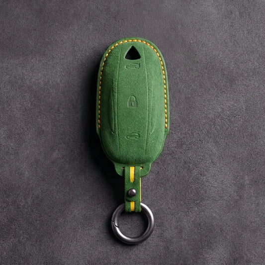 Hand-Stitched Alcantara Key Fob Cover for Tesla – Model S/X - Grass Green