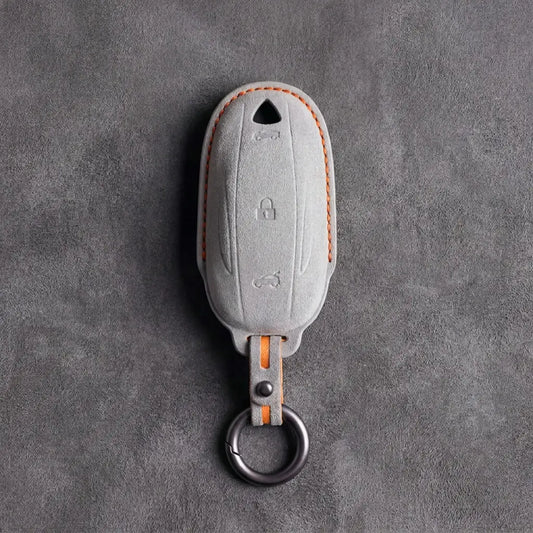 Hand-Stitched Alcantara Key Fob Cover for Tesla – Model S/X - White
