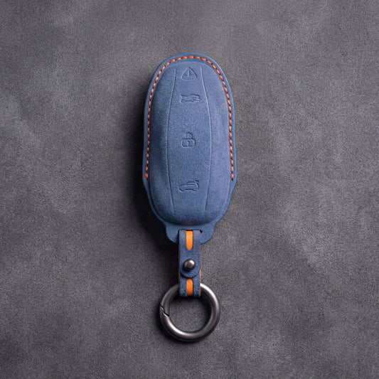 Tesla Hand - Stitched Alcantara Key Fob Cover - Model Y/3 - Cobalt blue
