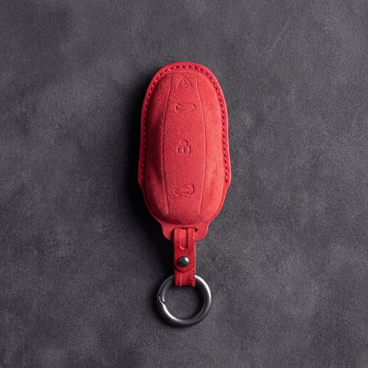 Tesla Hand - Stitched Alcantara Key Fob Cover - Model Y/3 - Red