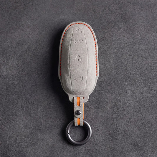 Tesla Hand - Stitched Alcantara Key Fob Cover - Model Y/3 - White