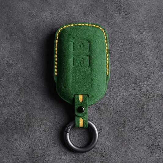Toyota Hand-Stitched Alcantara Key Fob Cover – Shield 2-Button Grass Green