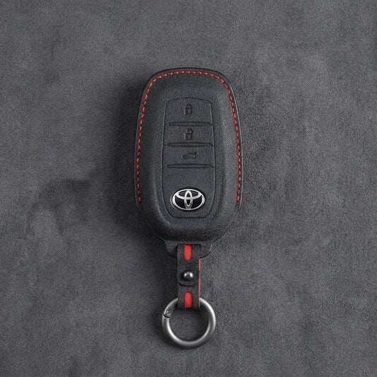 Toyota Hand - Stitched Alcantara Key Fob Cover - Wedge 3 - Button - Dark charcoal