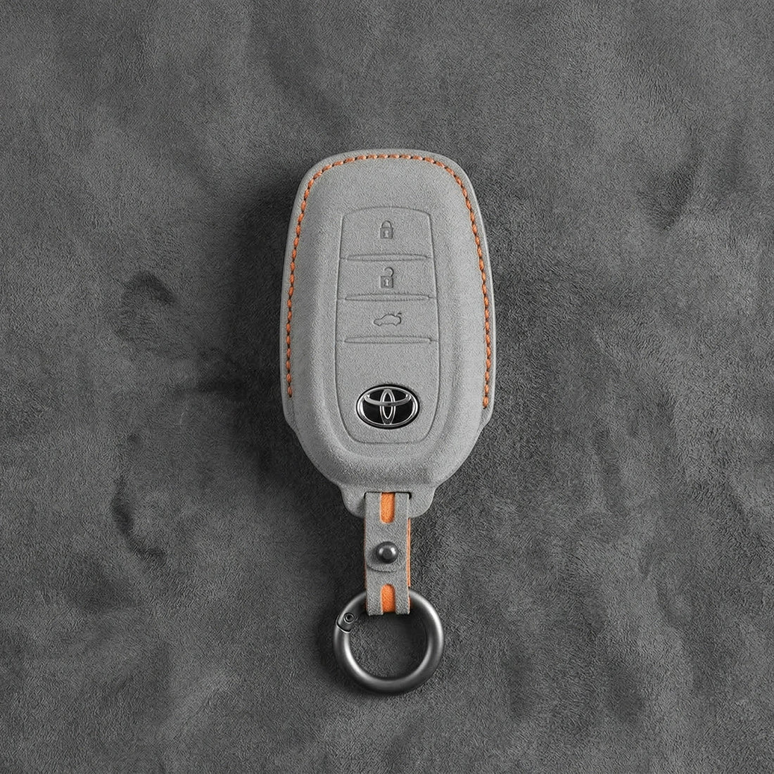 Toyota Hand - Stitched Alcantara Key Fob Cover - Wedge 3 - Button - Dark gray