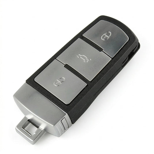 Volkswagen Hand - Stitched Alcantara Key Fob Cover - Chrome Base 3 - Button - Dark charcoal