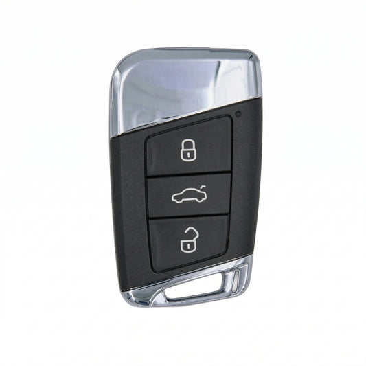 Volkswagen Hand - Stitched Alcantara Key Fob Cover - Chrome Top 3 - Button - Dark charcoal