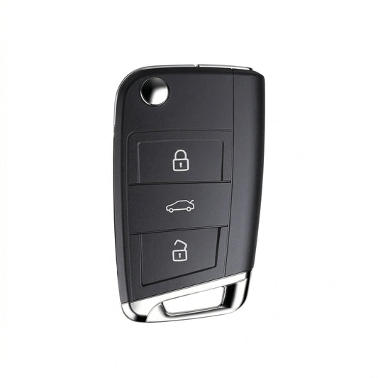 Volkswagen Hand - Stitched Alcantara Key Fob Cover - Shield - Style 3 - Button - Dark charcoal