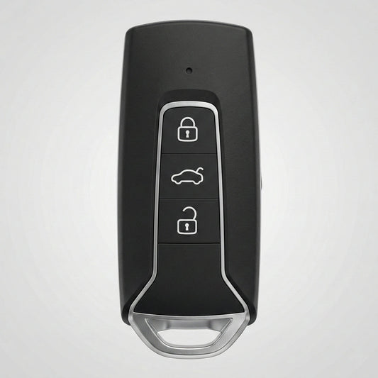 Volkswagen Hand - Stitched Alcantara Key Fob Cover - Shield - Style 3 - Button - White