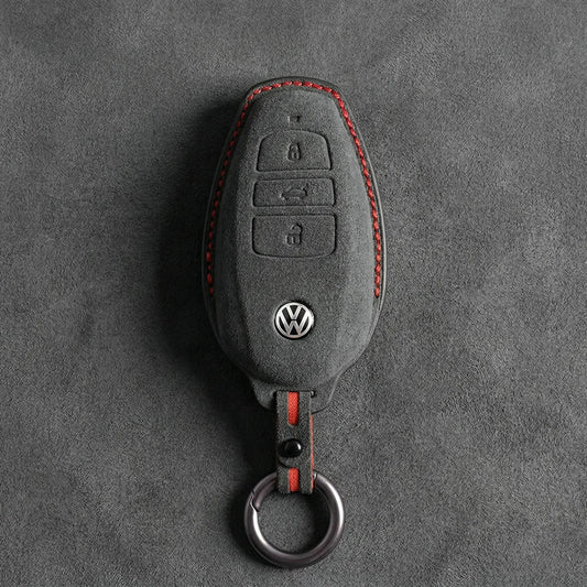 Volkswagen Hand - Stitched Alcantara Key Fob Cover – Tapered Smart Key - Dark charcoal