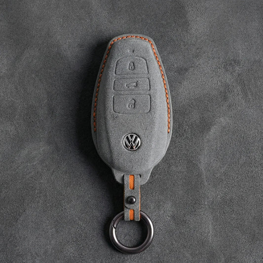 Volkswagen Hand - Stitched Alcantara Key Fob Cover – Tapered Smart Key - Dark gray