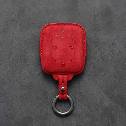 Zeekr Hand-Stitched Alcantara Key Fob Cover – Square Smart Key - Red