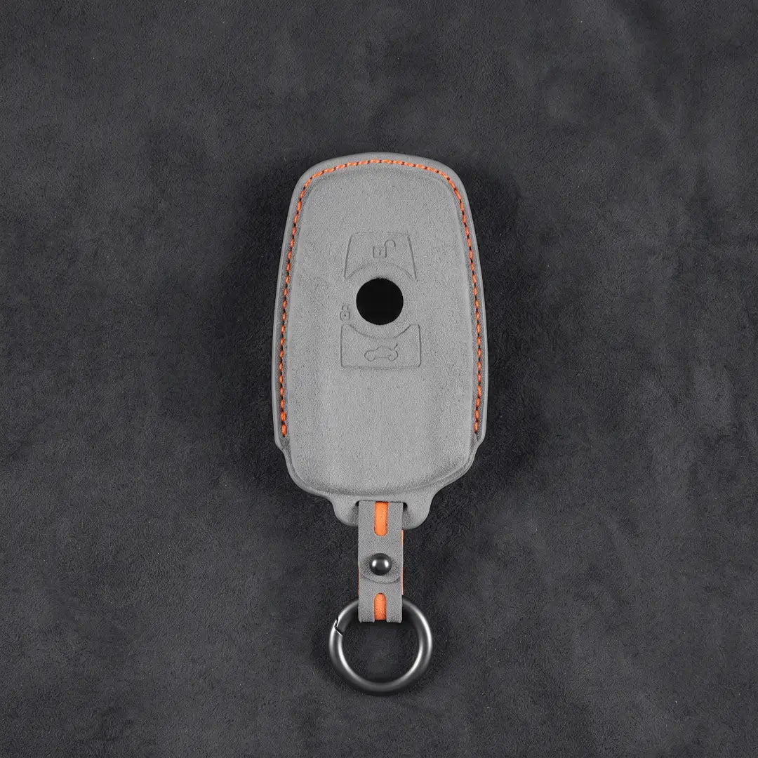 BMW Hand-Stitched Alcantara Key Fob Cover – Standard Smart Fob - Dark Gray