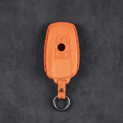 BMW Hand-Stitched Alcantara Key Fob Cover – Standard Smart Fob - Orange