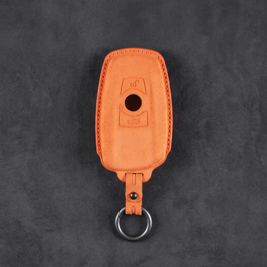 BMW Hand-Stitched Alcantara Key Fob Cover – Standard Smart Fob - Orange