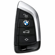 Original BMW wide-slot blade key, black with chrome trim