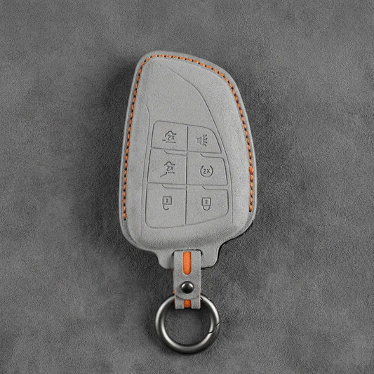 GMC Hand-Stitched Alcantara Key Fob Cover – Asymmetric Smart Key - Dark Gray