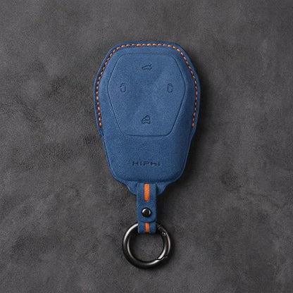 HiPhi Hand-Stitched Alcantara Key Fob Cover – Smart Key Remote - Cobalt Blue