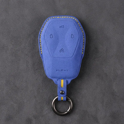 HiPhi Hand-Stitched Alcantara Key Fob Cover – Smart Key Remote - Cornflower Blue