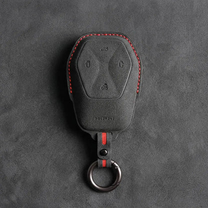 HiPhi Hand-Stitched Alcantara Key Fob Cover – Smart Key Remote - Dark Charcoal