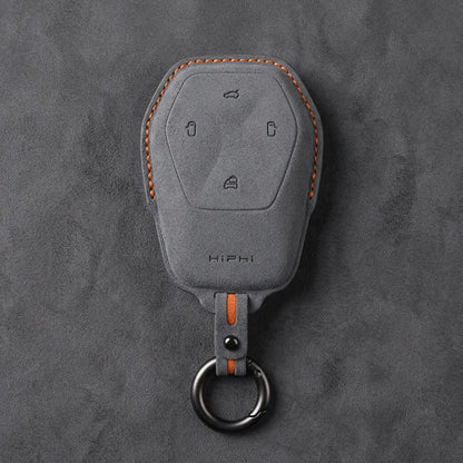 HiPhi Hand-Stitched Alcantara Key Fob Cover – Smart Key Remote - Dark Gray