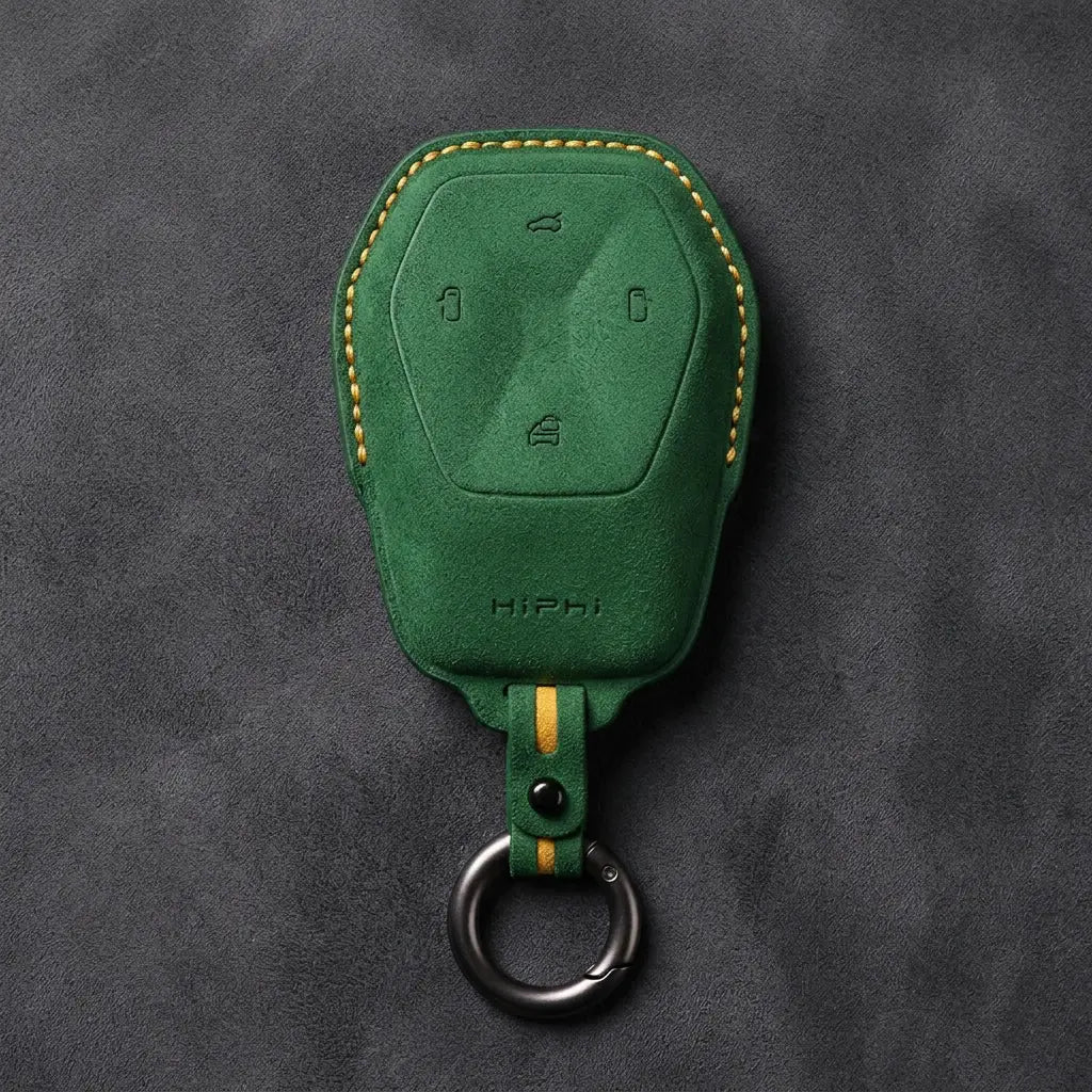 HiPhi Hand-Stitched Alcantara Key Fob Cover – Smart Key Remote - Grass Green