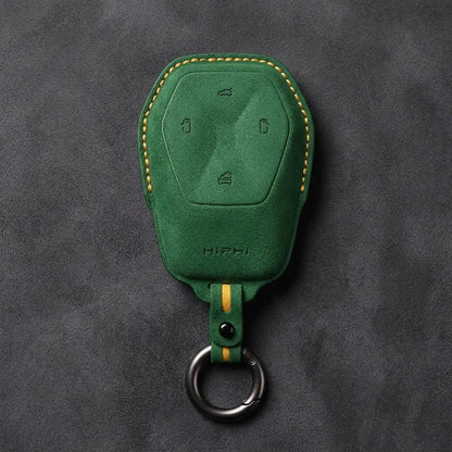 HiPhi Hand-Stitched Alcantara Key Fob Cover – Smart Key Remote - Grass Green
