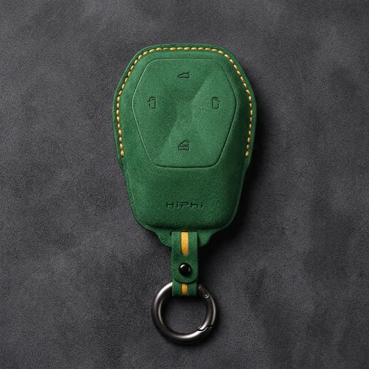 HiPhi Hand-Stitched Alcantara Key Fob Cover – Smart Key Remote - Grass Green