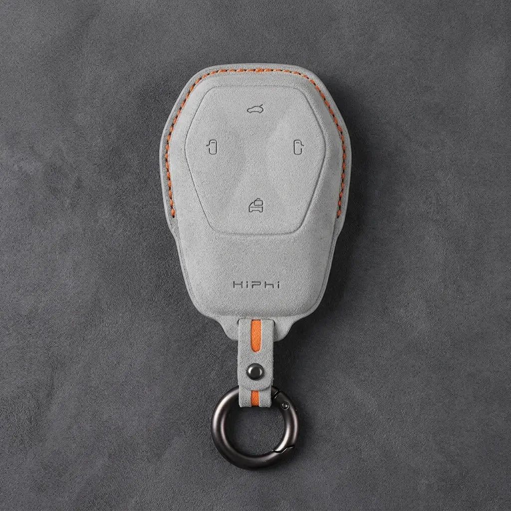HiPhi Hand-Stitched Alcantara Key Fob Cover – Smart Key Remote - White