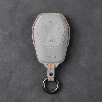 HiPhi Hand-Stitched Alcantara Key Fob Cover – Smart Key Remote - White