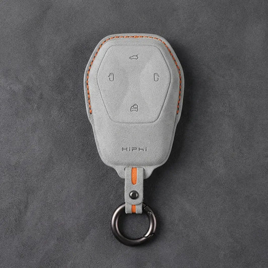 HiPhi Hand-Stitched Alcantara Key Fob Cover – Smart Key Remote - White