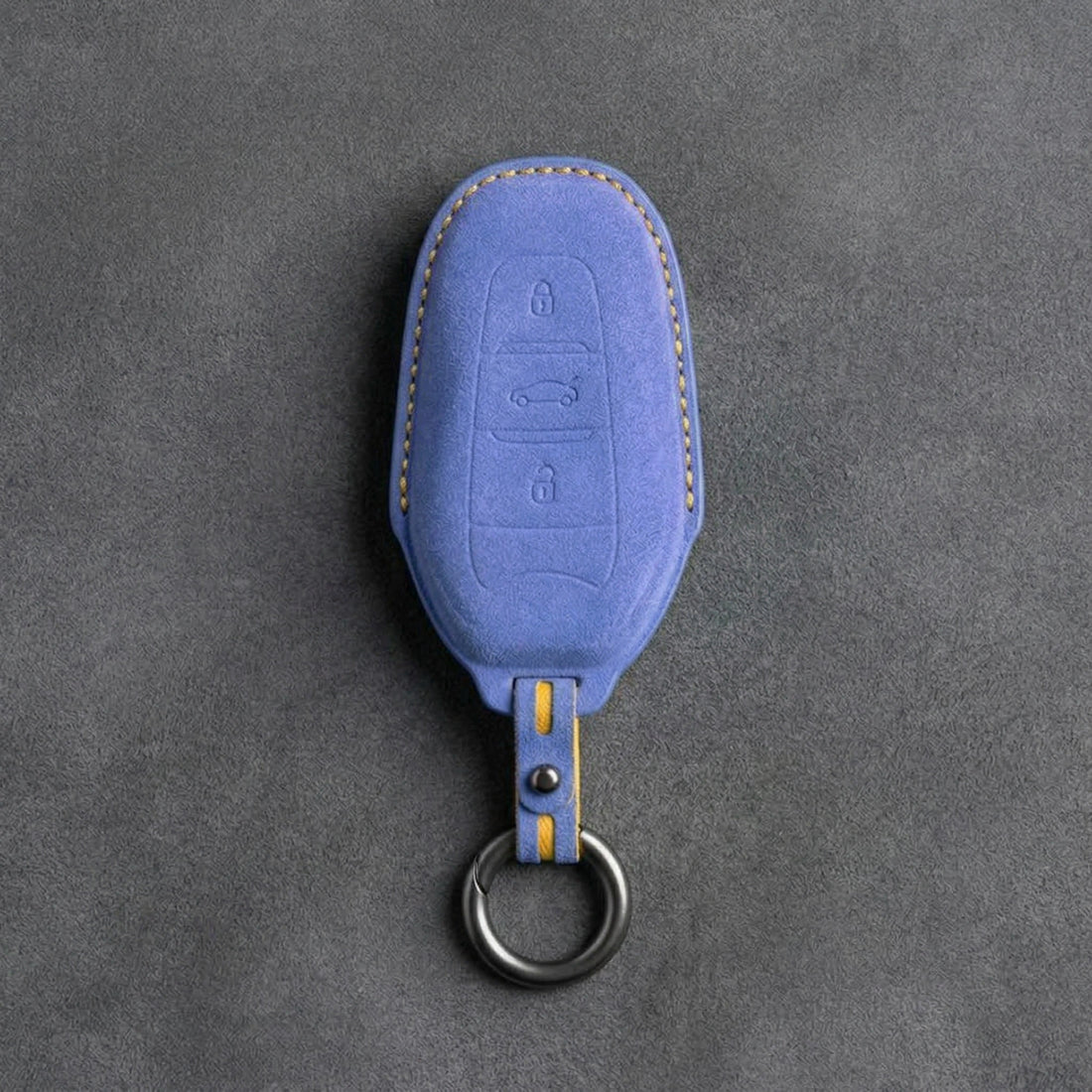 Alfa Romeo Hand Stitched Alcantara Key Fob Cover Shield 3-button Smart Key Cornflower Blue