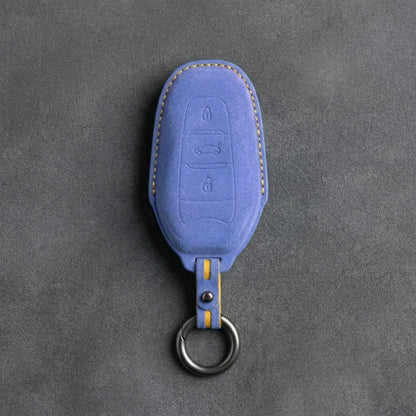 Alfa Romeo Hand Stitched Alcantara Key Fob Cover Shield 3-button Smart Key Cornflower Blue