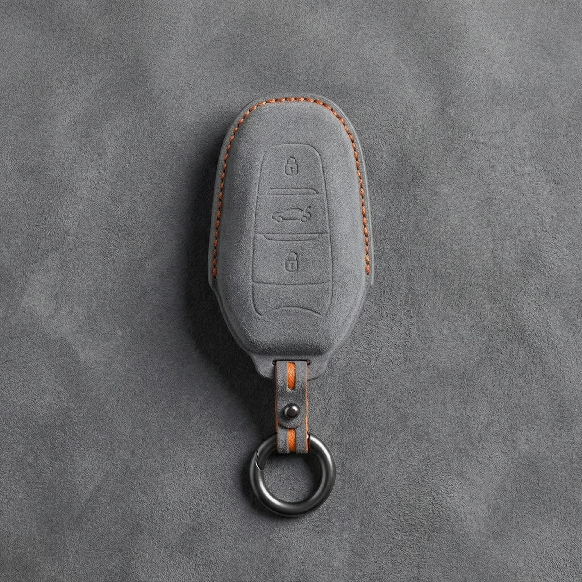 Alfa Romeo Hand Stitched Alcantara Key Fob Cover Shield 3-button Smart Key Dark Gray