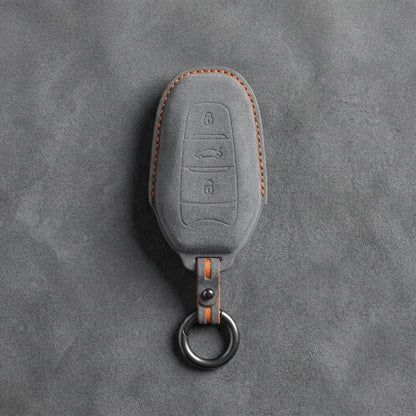 Alfa Romeo Hand Stitched Alcantara Key Fob Cover Shield 3-button Smart Key Dark Gray
