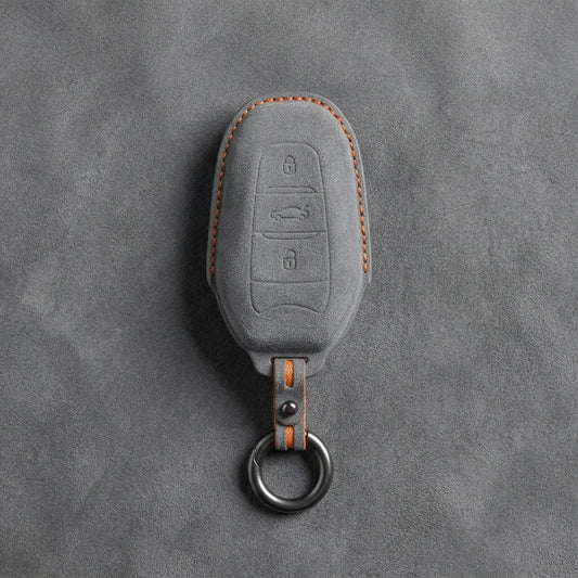 Alfa Romeo Hand Stitched Alcantara Key Fob Cover Shield 3-button Smart Key Dark Gray