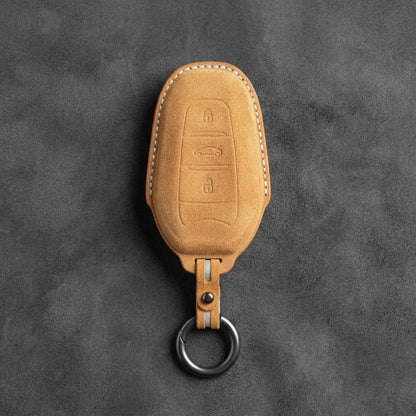 Alfa Romeo Hand Stitched Alcantara Key Fob Cover Shield 3-button Smart Key Soft Brown