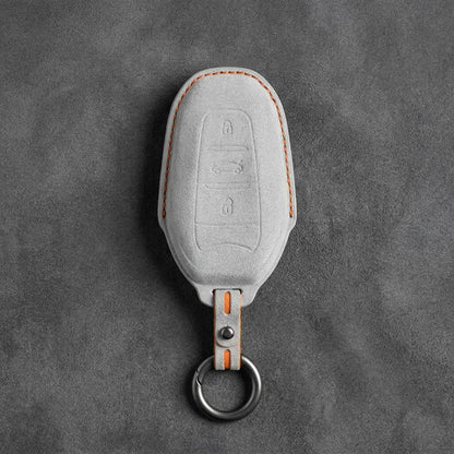 Alfa Romeo Hand Stitched Alcantara Key Fob Cover Shield 3-button Smart Key White