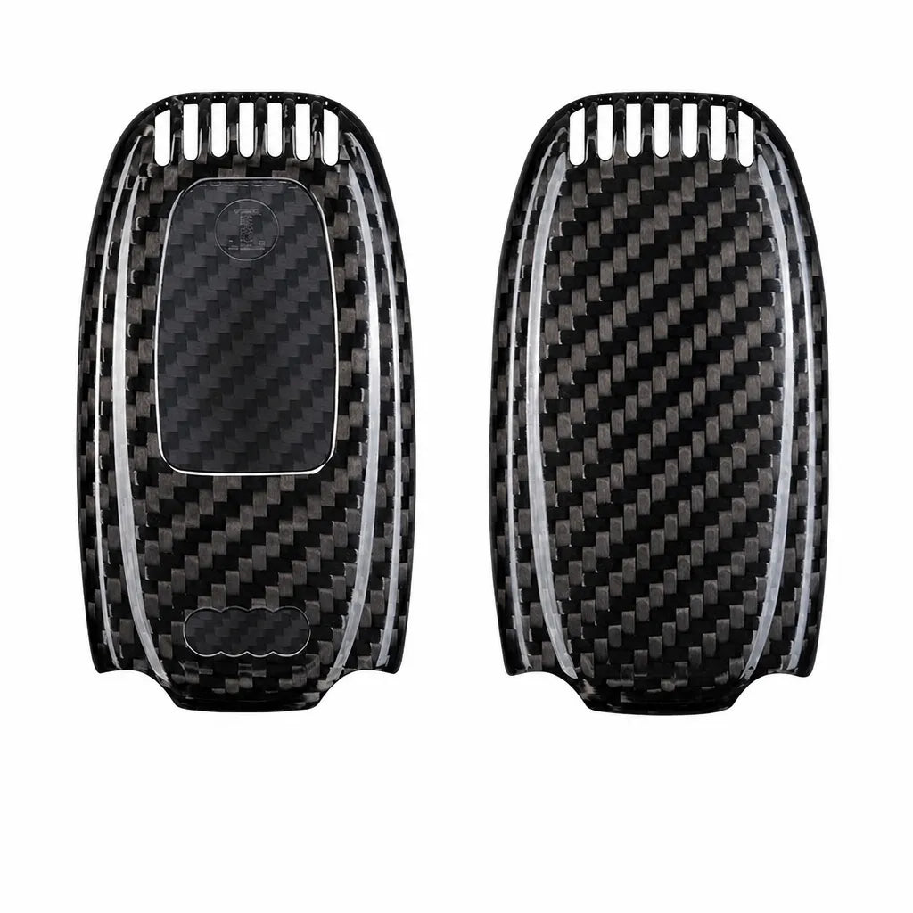 Audi Carbon Key Fob Cover With Vents Oval 3-button Smart Fob Black